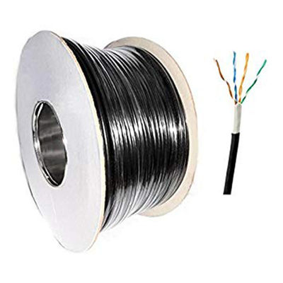 comprar Cable de aire libre UTP CAT5E 24AWG PE sólido + PVC 500FT Cable de aire libre impermeable negro Fabricación en línea