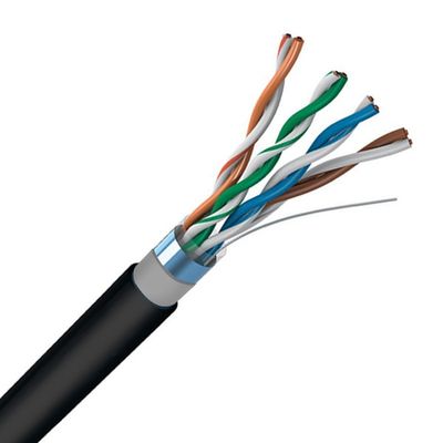 kupować Powierzchnia zewnętrzna CAT5E FTP PE+PVC Kabel 0,50 mm Goły Miedź Czarny Solid 1000 stóp produkcja online