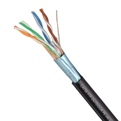 Buy Outdoor FTP CAT5E Cable PE Jacket Cable 0.45mm Solid Copper With Black 1000FT online manufacture