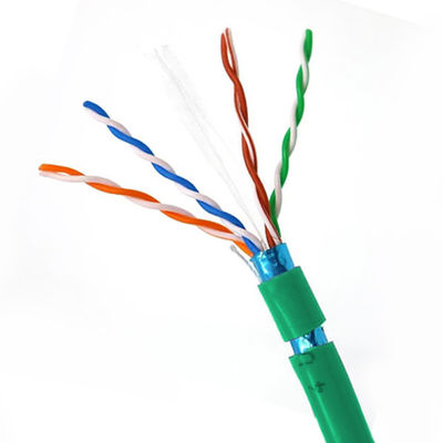 Αγορά 0.570mm Cat6 FTP 23AWG καλώδιο χαλκού δικτύου με πράσινο μανδύα PVC διαδικτυακή κατασκευή