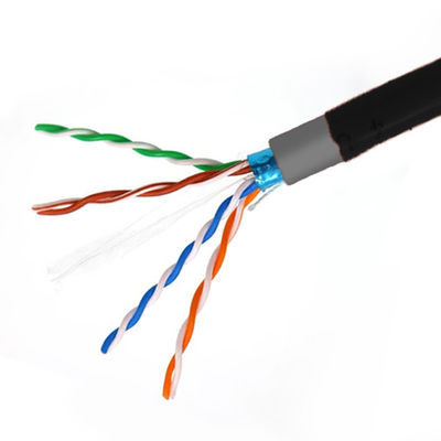 acheter 23AWG CAT6 câble FTP Solid Outdoor Noir PE+PVC Jacket câble réseau 1000Ft fabrication en ligne