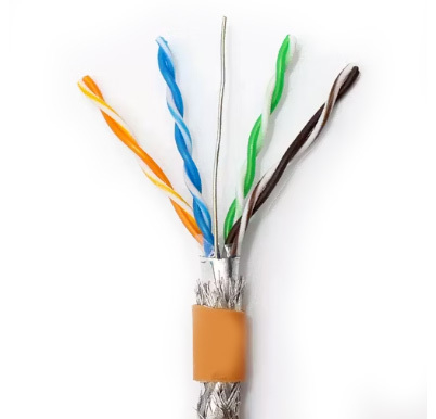 شراء CAT5E SFTP LSZH كابل Ethernet 24AWG Orange Shielded Foiled Fire Safe كابل LAN تصنيع عبر الإنترنت