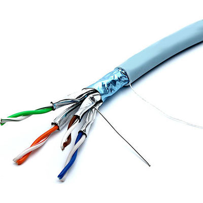 Beli 23AWG FFTP CAT6A Biru LSZH 1000Ft Kabel LAN terlindung untuk Jaringan Industri 10Gbps pembuatan online