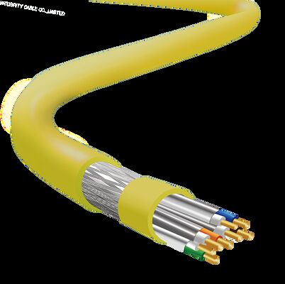 ซื้อ สายเคเบิล PVC สีเหลือง CAT8 SFTP 22AWG จำนวนมากสำหรับอุตสาหกรรมอัตโนมัติ ความถี่ 2000MHz การผลิตออนไลน์